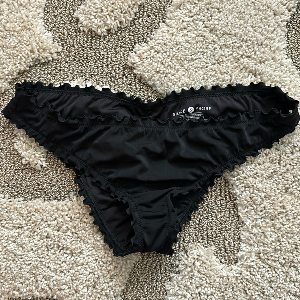 Ruffled Black Bikini Bottoms